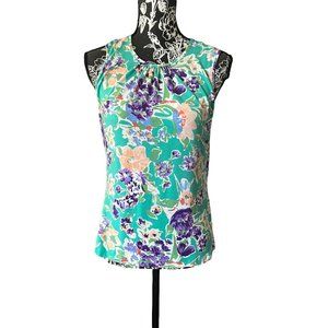 Chaps Floral Sleeveless Tank Shirt Large tropical Polo